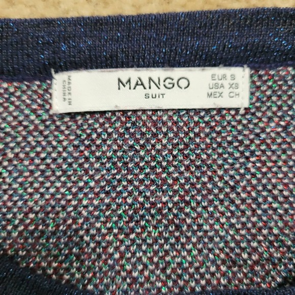MNG Mango Suit Women's Sparkly Chevron Print‎ Crewneck Sweater. Size XS - Picture 6 of 8
